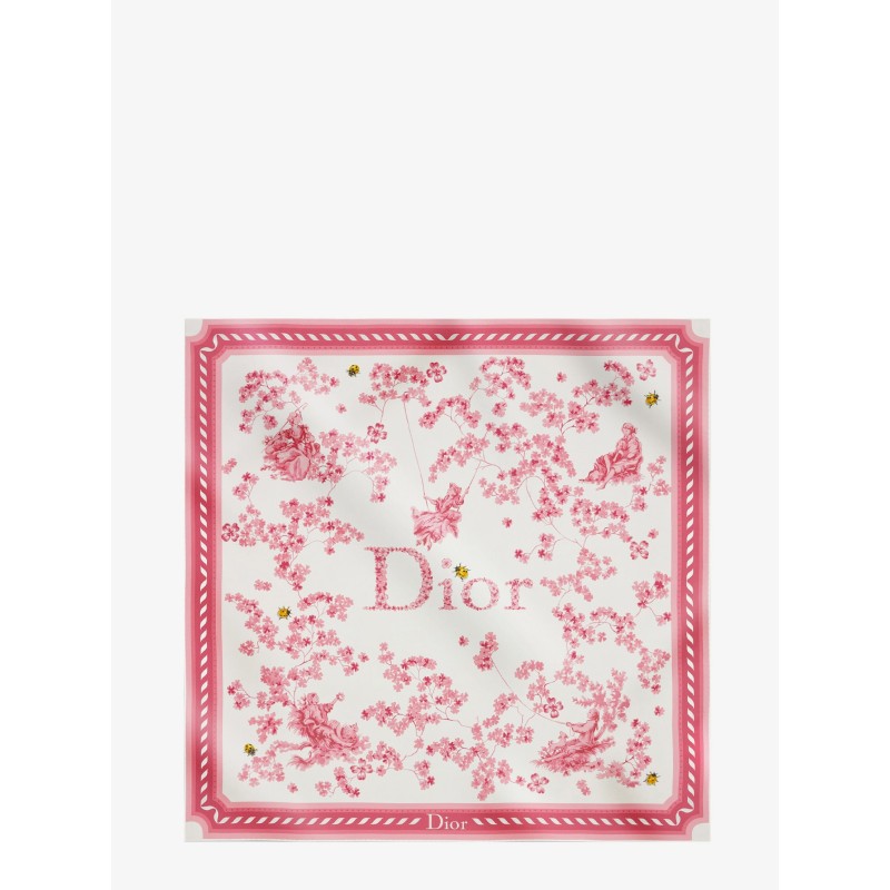 Silk scarf with Toile de Jouy Clover 90 pattern