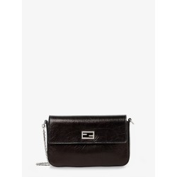 Crackled Leather Wallet on Chain Tube crossbody bag