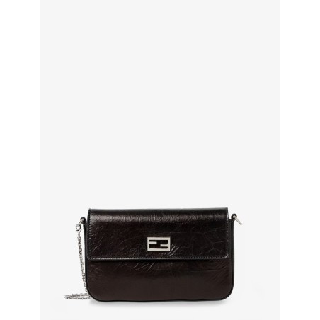 Crackled Leather Wallet on Chain Tube crossbody bag
