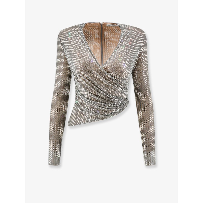 Mesh top with all-over rhinestones