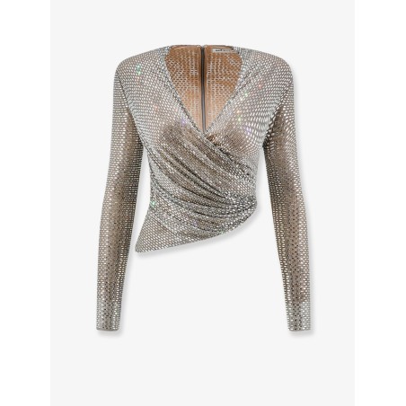 Mesh top with all-over rhinestones
