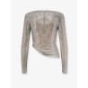 Mesh top with all-over rhinestones