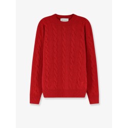 Wool sweater with cable knit