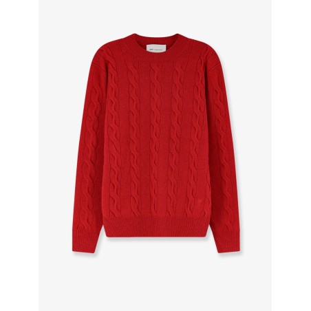 Wool sweater with cable knit