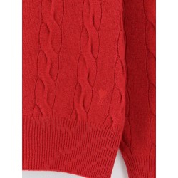 Wool sweater with cable knit