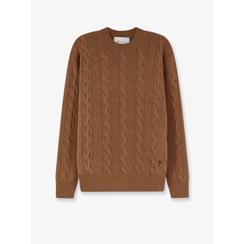 Braided knit wool sweater