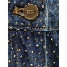 Blue denim jeans with all-over crystals