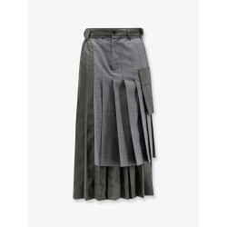 Pleated wool blend skirt
