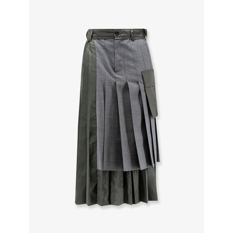Pleated wool blend skirt