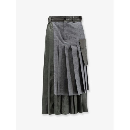 Pleated wool blend skirt