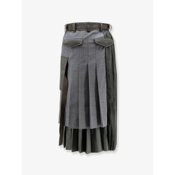 Pleated wool blend skirt