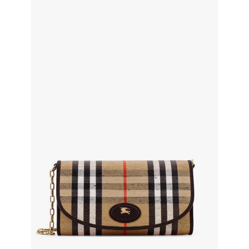 Coated canvas crossbody bag with check pattern