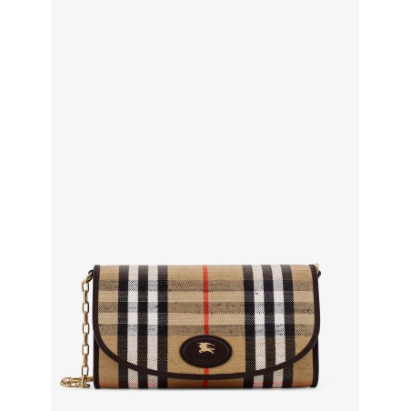 Coated canvas crossbody bag with check pattern