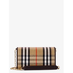 Coated canvas crossbody bag with check pattern