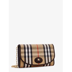 Coated canvas crossbody bag with check pattern