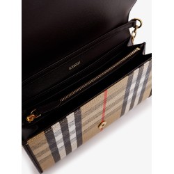 Coated canvas crossbody bag with check pattern