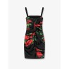 Short satin dress with rose print