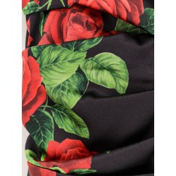 Short satin dress with rose print