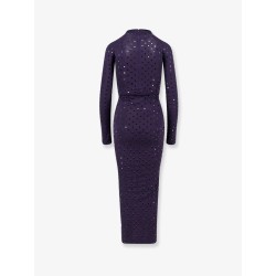 Long viscose dress with all-over rhinestones