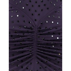 Long viscose dress with all-over rhinestones
