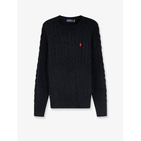 Cotton sweater with braided knit