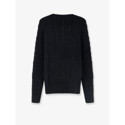 Cotton sweater with braided knit