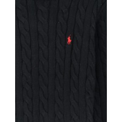 Cotton sweater with braided knit