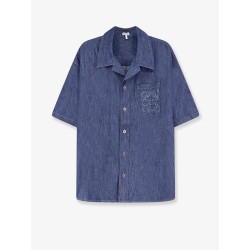 Blue denim shirt with embroidered Anagram logo
