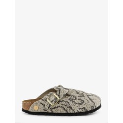 Boston suede sabot with python print