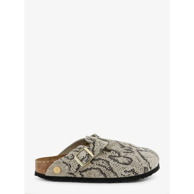 Boston suede sabot with python print