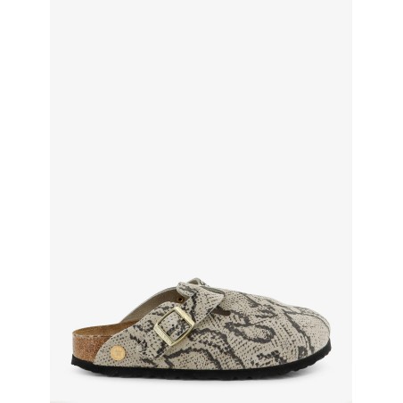 Boston suede sabot with python print