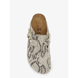 Boston suede sabot with python print