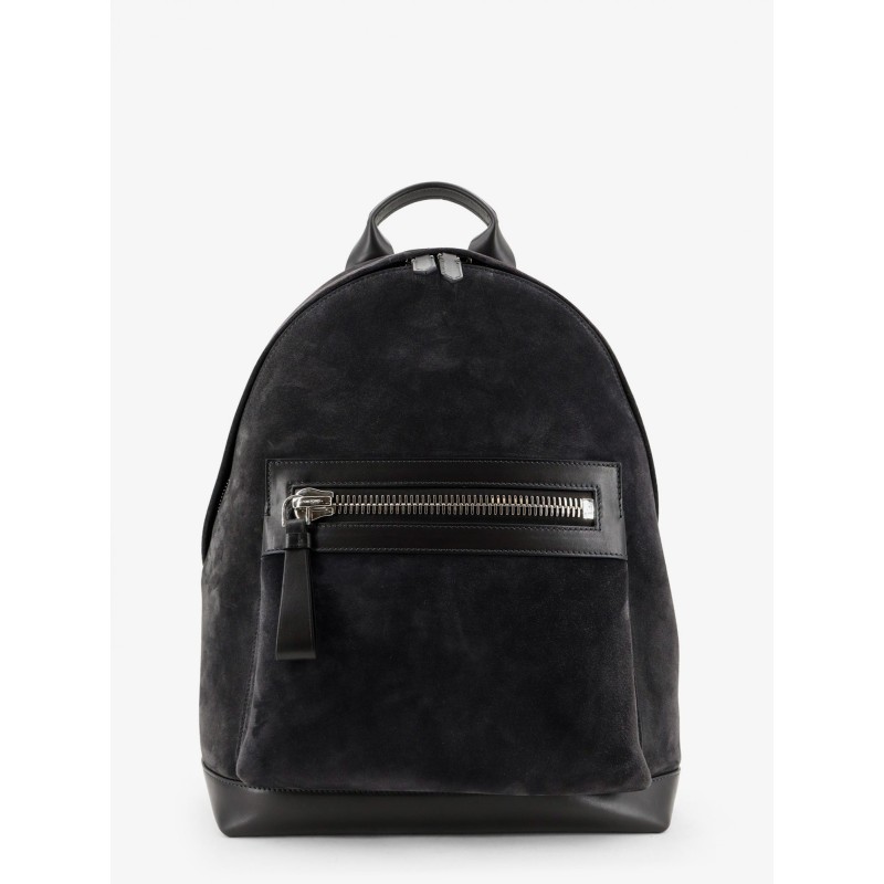 Suede backpack with maxi zip on the front