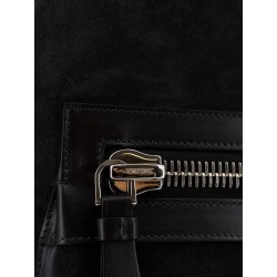 Suede backpack with maxi zip on the front