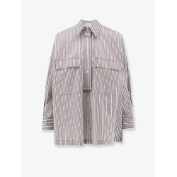 Cotton and silk blend shirt with striped pattern