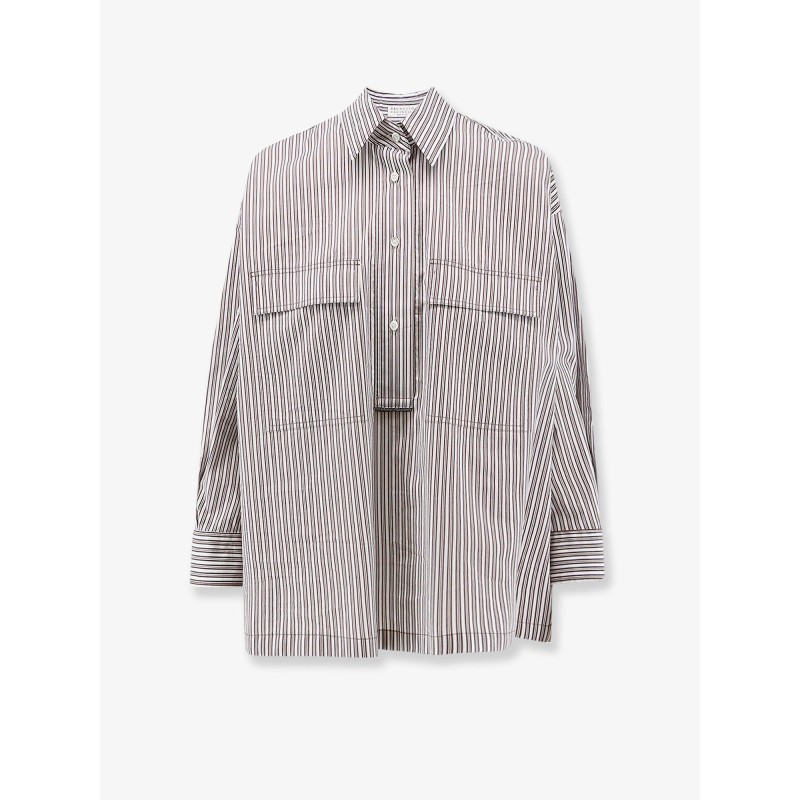Cotton and silk blend shirt with striped pattern