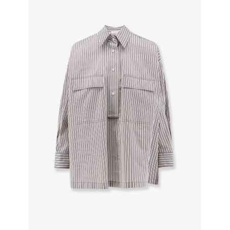 Cotton and silk blend shirt with striped pattern
