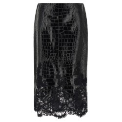 Coconut print sheath skirt with lace