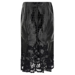 Coconut print sheath skirt with lace