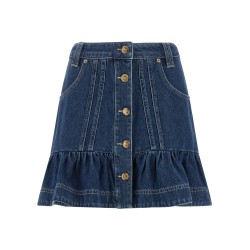 Denim skirt with flounces