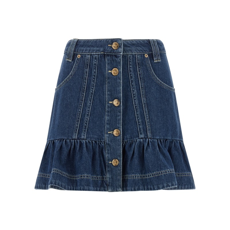 Denim skirt with flounces