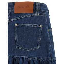 Denim skirt with flounces