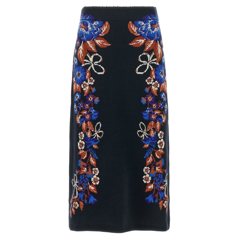 'Bow Garden Knit' intarsia skirt