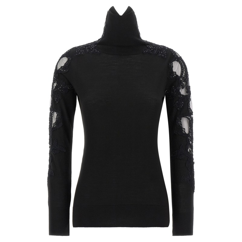 High neck with lace inserts