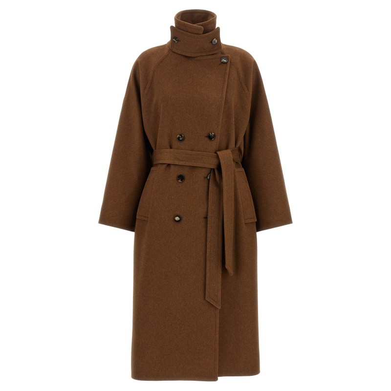 Double-breasted belted coat