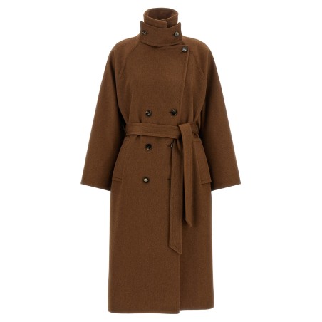 Double-breasted belted coat