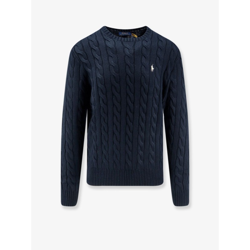 Cotton sweater with cable knit