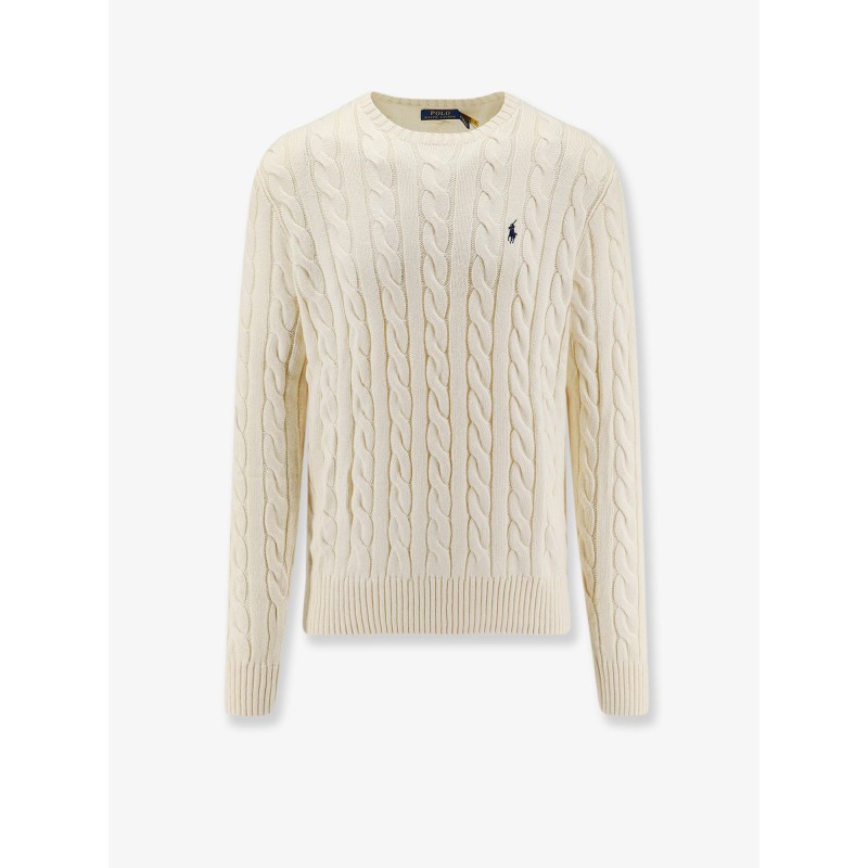 Cotton sweater with cable knit