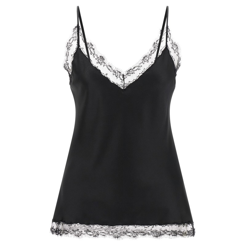 Silk Lingerie Top with Lace