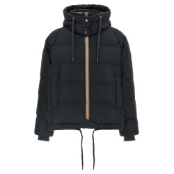 Down jacket with knit and jewel details